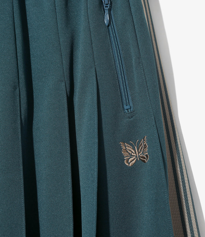 Women's Pleated Track Skirt - Green - Poly Smooth