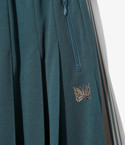 Women's Pleated Track Skirt - Green - Poly Smooth