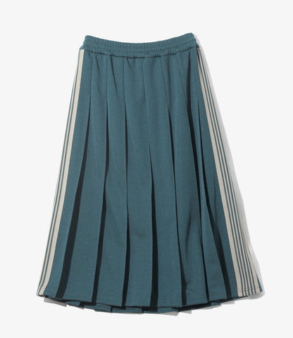 Women's Pleated Track Skirt - Green - Poly Smooth