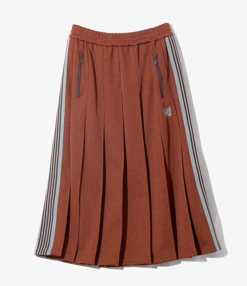 Women's Pleated Track Skirt - Rust - Poly Smooth