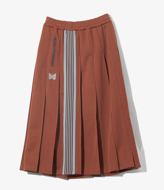 Women's Pleated Track Skirt - Rust - Poly Smooth