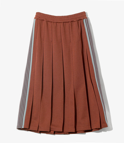 Women's Pleated Track Skirt - Rust - Poly Smooth