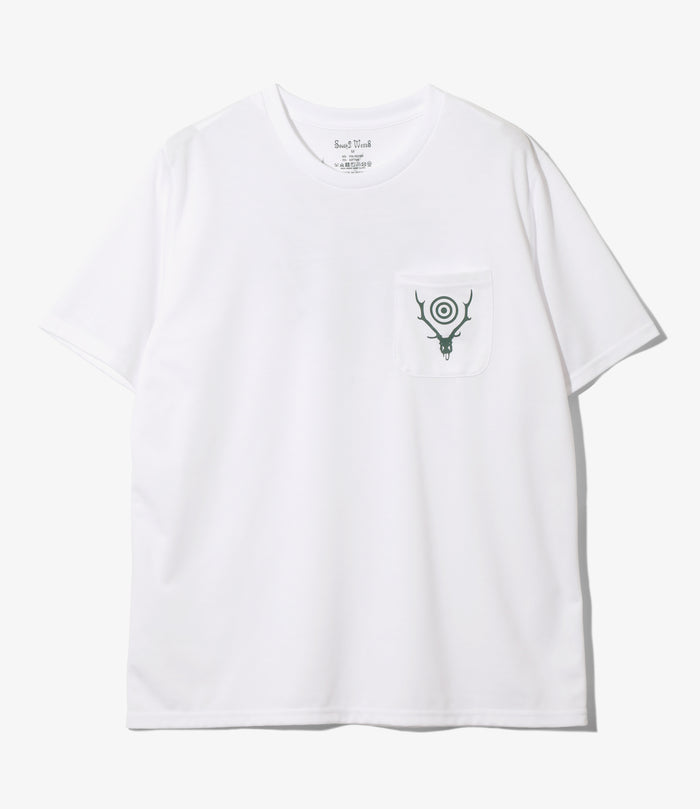 Women's S/S Round Pocket Tee - White - Circle Horn