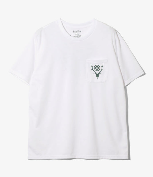 Women's S/S Round Pocket Tee - White - Circle Horn
