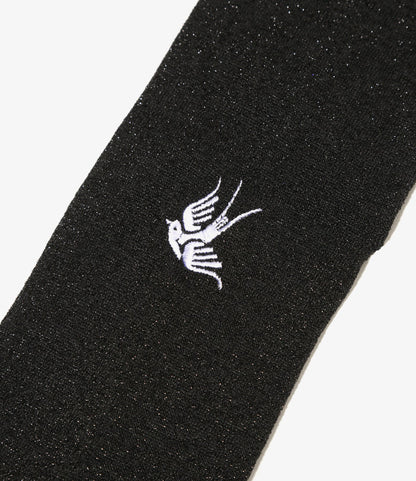 Women's Swallow Stitch Glitter Socks - Black