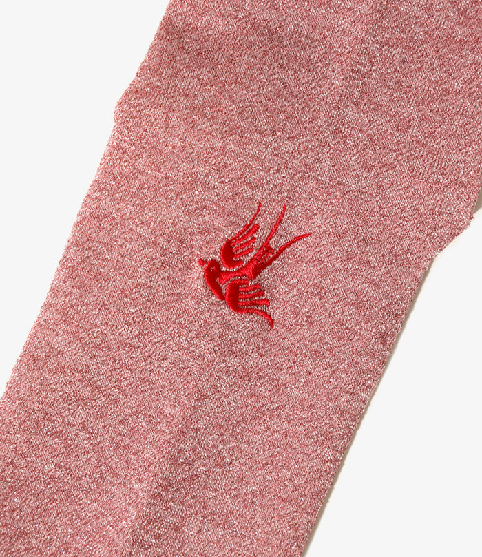 Women's Swallow Stitch Glitter Socks - Pink