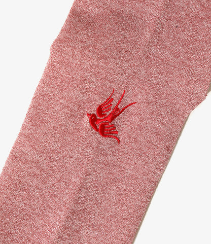 Women's Swallow Stitch Glitter Socks - Pink