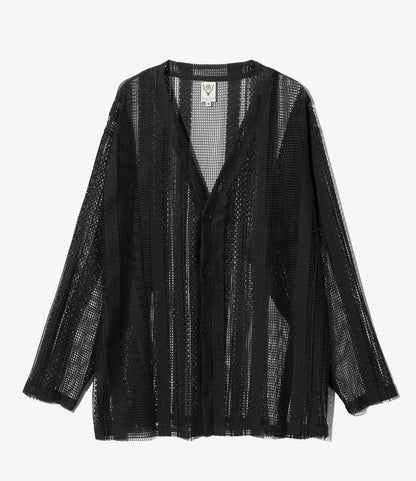 Women's V-Neck Cardigan - Black - Poly Lace Jq.