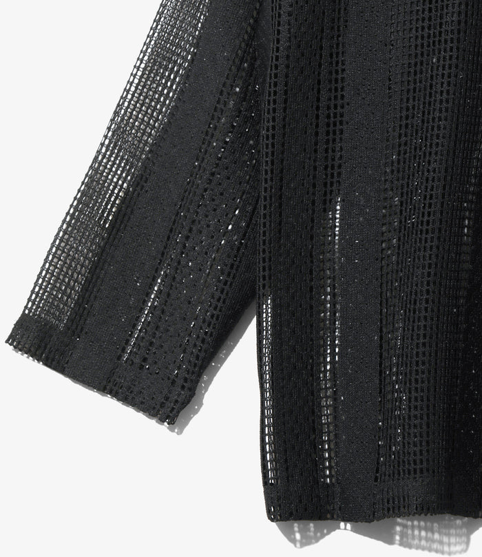 Women's V-Neck Cardigan - Black - Poly Lace Jq.