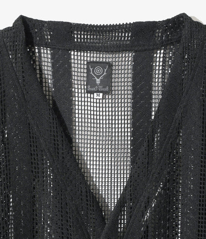 Women's V-Neck Cardigan - Black - Poly Lace Jq.