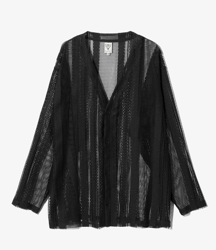 Women's V-Neck Cardigan - Black - Poly Lace Jq.