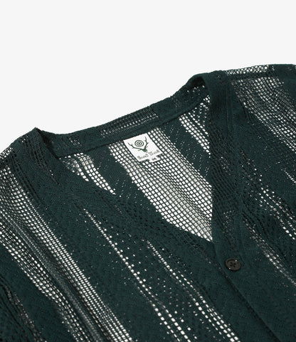 Women's V-Neck Cardigan - Green - Poly Lace Jq.