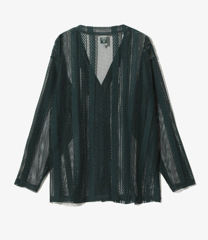 Women's V-Neck Cardigan - Green - Poly Lace Jq.