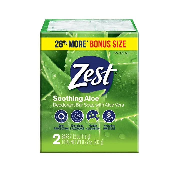 Zest Fresh Aloe Bar Soap 2pk - 4.12 oz