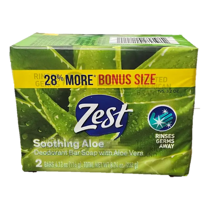 Zest Fresh Aloe Bar Soap 2pk - 4.12 oz