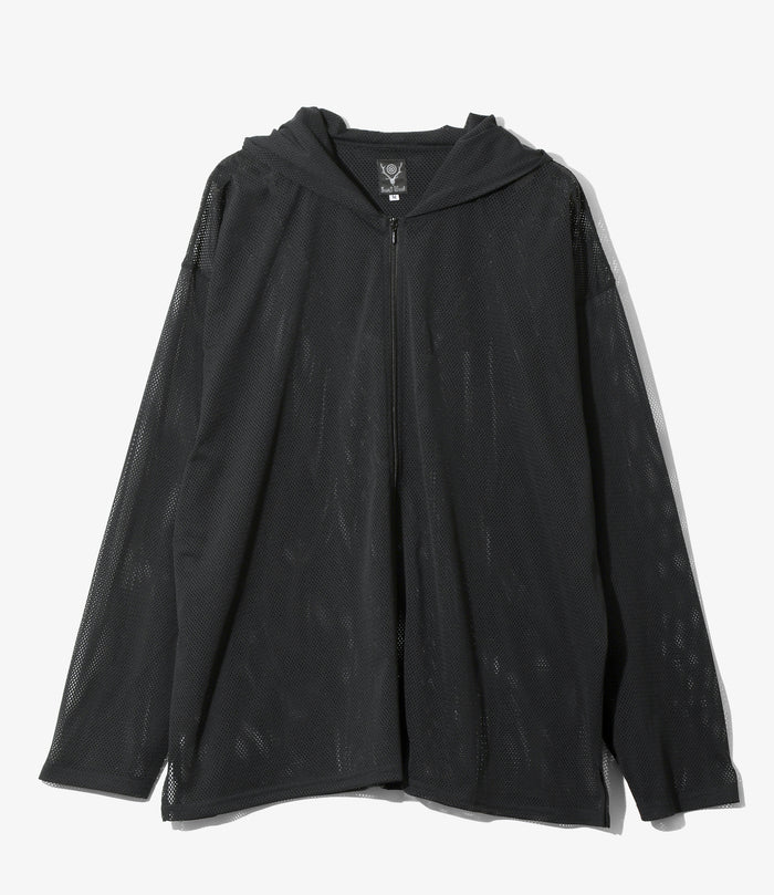 Zipped Hoody - Black - Knit Mesh
