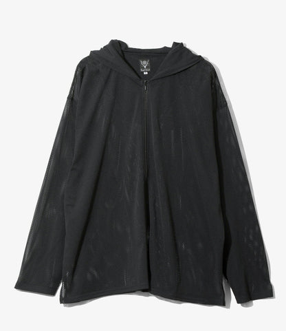 Zipped Hoody - Black - Knit Mesh