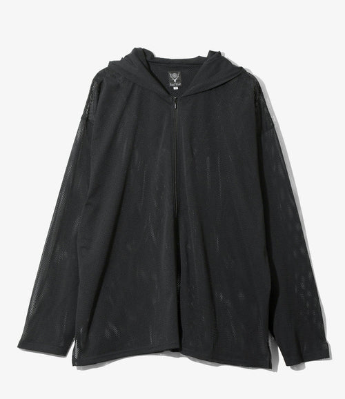Zipped Hoody - Black - Knit Mesh
