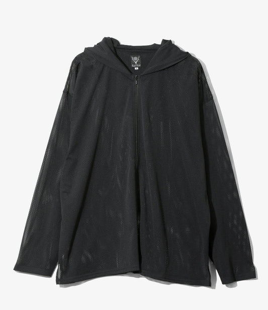 Zipped Hoody - Black - Knit Mesh