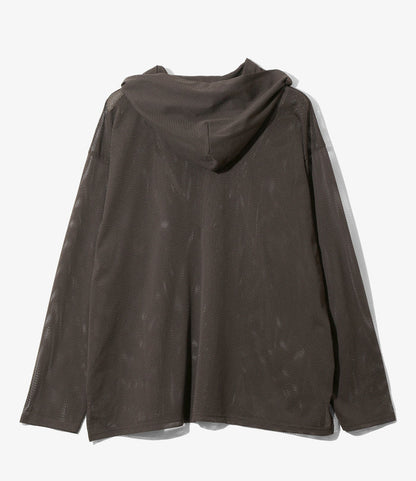 Zipped Hoody - Dk.Brown - Knit Mesh