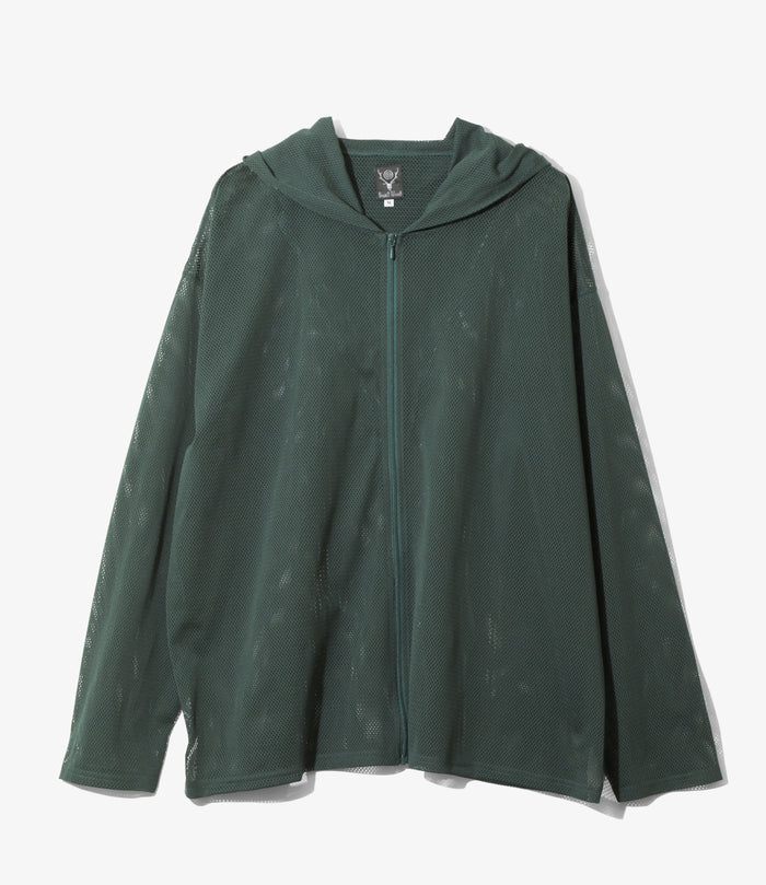 Zipped Hoody - Dk.Green - Knit Mesh