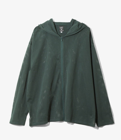 Zipped Hoody - Dk.Green - Knit Mesh