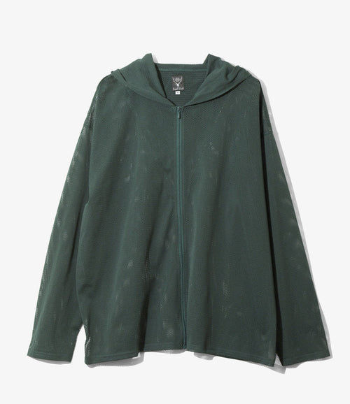 Zipped Hoody - Dk.Green - Knit Mesh