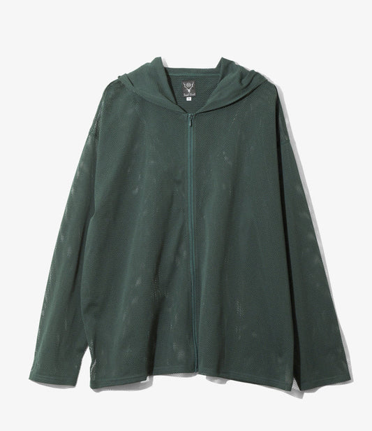 Zipped Hoody - Dk.Green - Knit Mesh