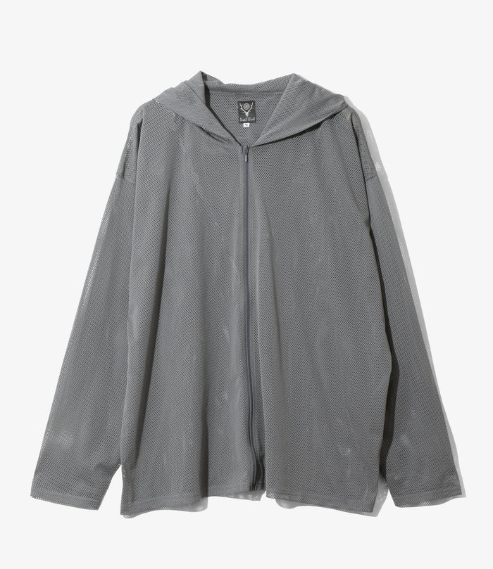 Zipped Hoody - Grey - Knit Mesh