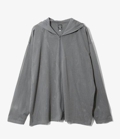 Zipped Hoody - Grey - Knit Mesh