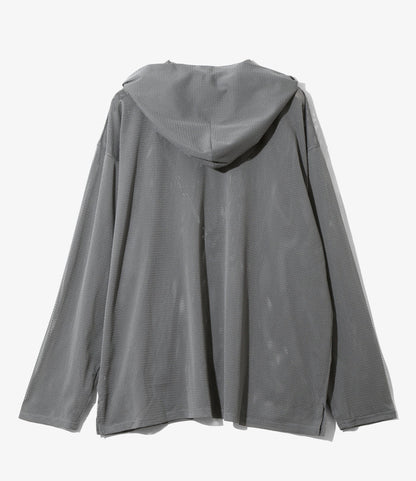 Zipped Hoody - Grey - Knit Mesh
